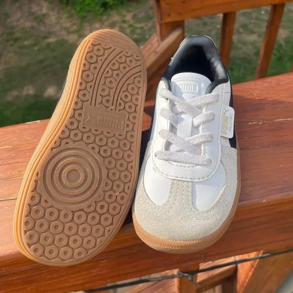 Puma Palermo Leather Toddler 8 White and Black Easy On